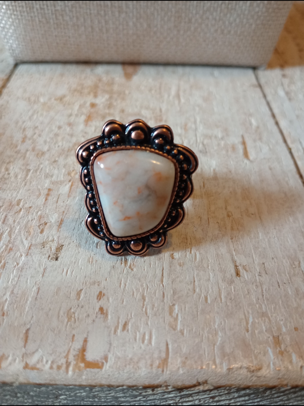 White and Copper Statement Ring - Women Jewelry